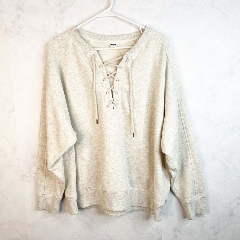 [Old Navy] Lace-Up Crew-Neck Sweatshirt